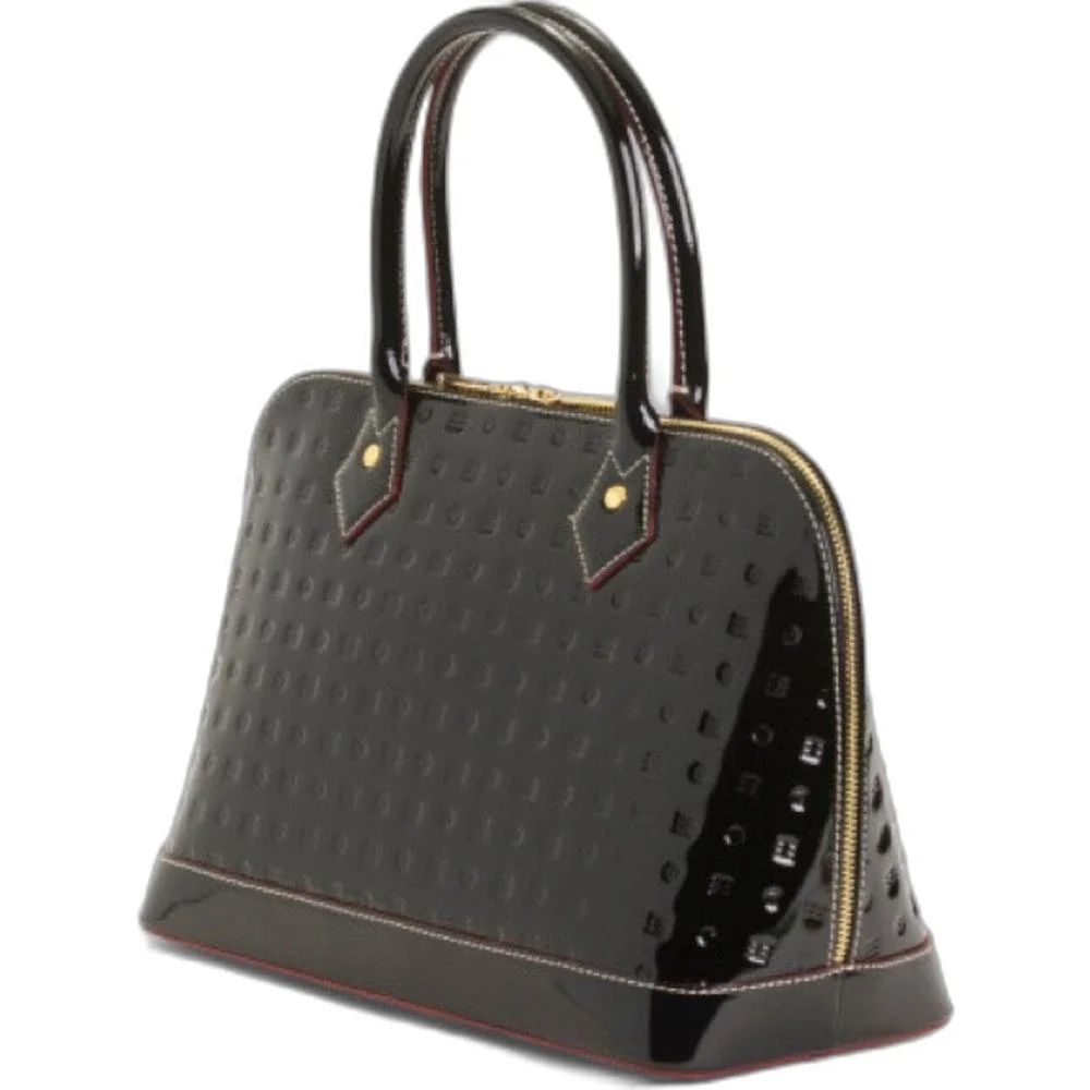 Arcadia Made In Italy Patent Leather Bugatti  Satchel in Black